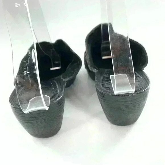 Pesaro womens clogs size 7 black leather studded floral slip on chunky mules - Picture 4 of 13